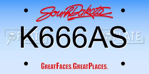 K666AS South Dakota License Plate