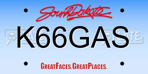 K66GAS South Dakota License Plate