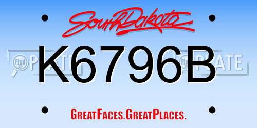 K6796B South Dakota License Plate