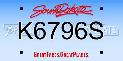 K6796S South Dakota License Plate