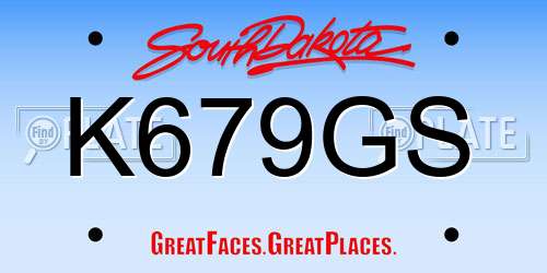 K679GS South Dakota License Plate
