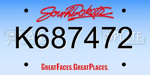 K687472 South Dakota License Plate