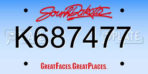K687477 South Dakota License Plate