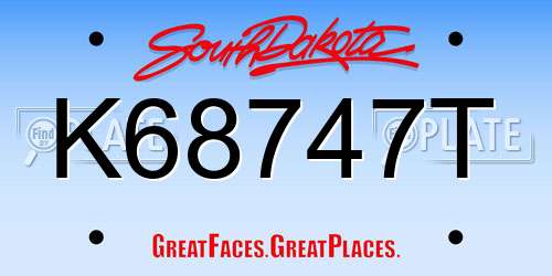 K68747T South Dakota License Plate