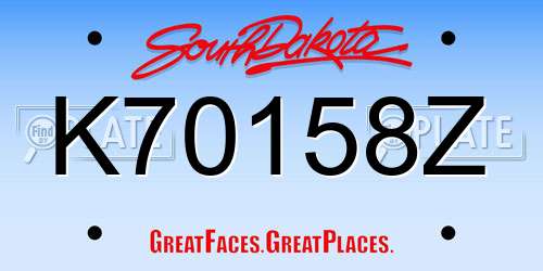 K70158Z South Dakota License Plate