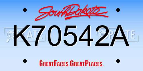 K70542A South Dakota License Plate