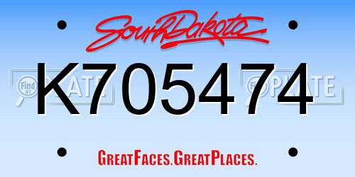 K705474 South Dakota License Plate
