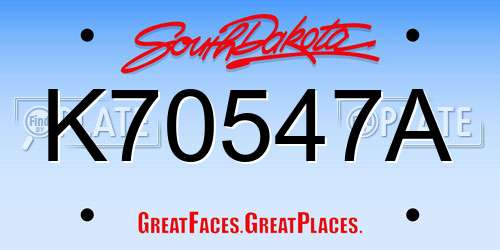 K70547A South Dakota License Plate