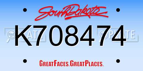 K708474 South Dakota License Plate
