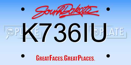 K736IU South Dakota License Plate