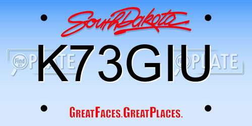 K73GIU South Dakota License Plate