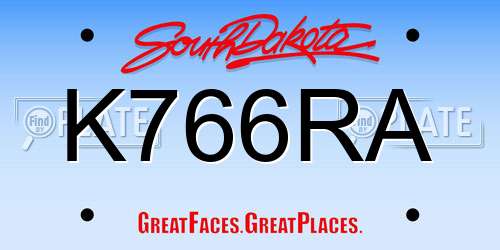 K766RA South Dakota License Plate