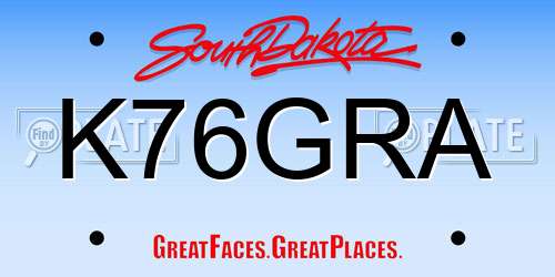 K76GRA South Dakota License Plate