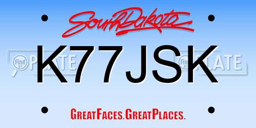 K77JSK South Dakota License Plate
