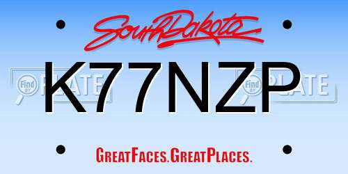 K77NZP South Dakota License Plate
