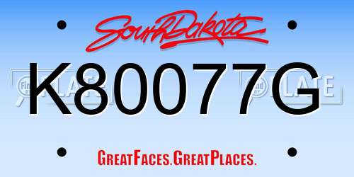 K80077G South Dakota License Plate