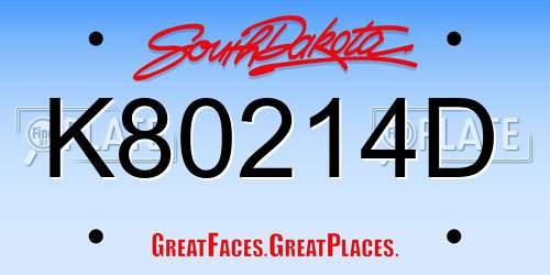 K80214D South Dakota License Plate