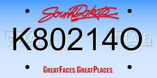 K80214O South Dakota License Plate