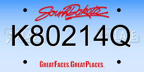 K80214Q South Dakota License Plate
