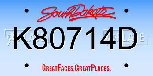 K80714D South Dakota License Plate