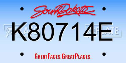 K80714E South Dakota License Plate