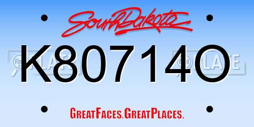 K80714O South Dakota License Plate