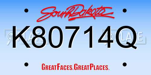 K80714Q South Dakota License Plate