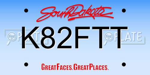 K82FTT South Dakota License Plate