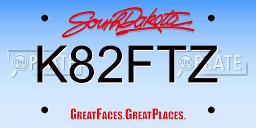 K82FTZ South Dakota License Plate