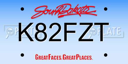 K82FZT South Dakota License Plate
