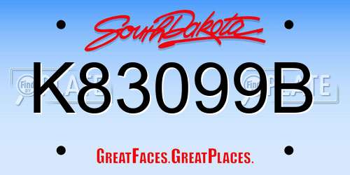 K83099B South Dakota License Plate