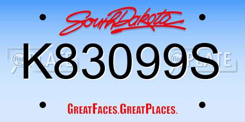 K83099S South Dakota License Plate