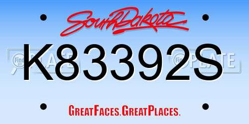 K83392S South Dakota License Plate