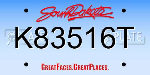 K83516T South Dakota License Plate