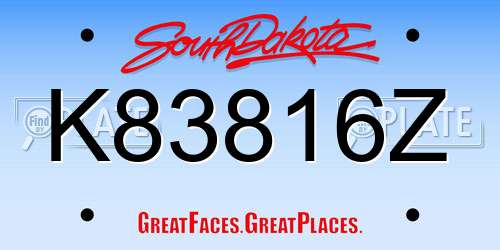 K83816Z South Dakota License Plate