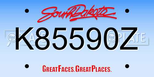 K85590Z South Dakota License Plate