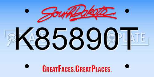 K85890T South Dakota License Plate