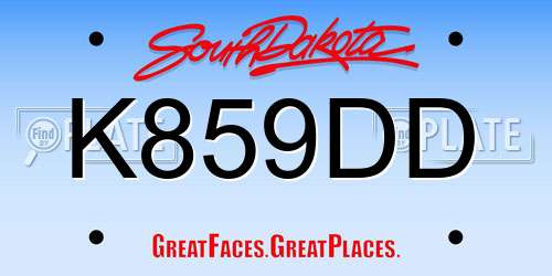 K859DD South Dakota License Plate