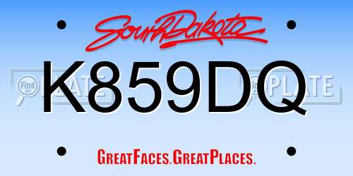 K859DQ South Dakota License Plate