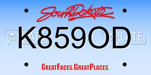 K859OD South Dakota License Plate