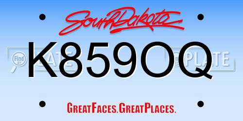 K859OQ South Dakota License Plate
