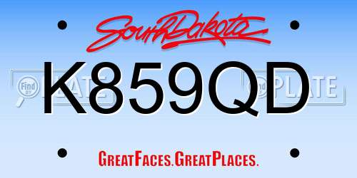 K859QD South Dakota License Plate