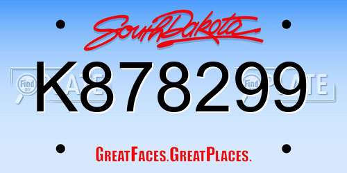 K878299 South Dakota License Plate