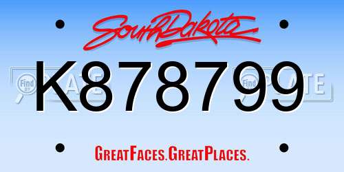 K878799 South Dakota License Plate