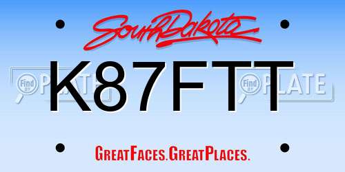 K87FTT South Dakota License Plate