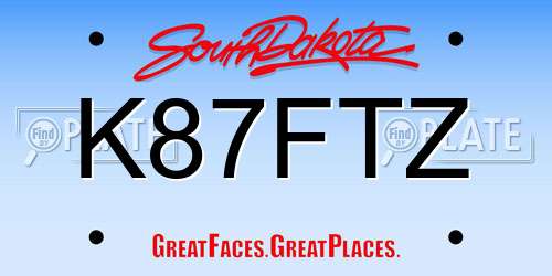 K87FTZ South Dakota License Plate