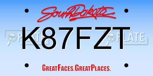 K87FZT South Dakota License Plate