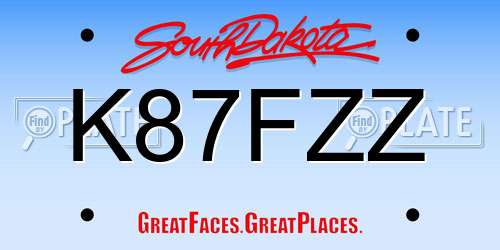 K87FZZ South Dakota License Plate
