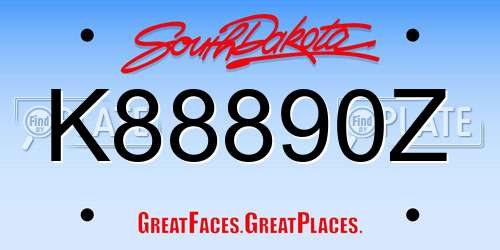 K88890Z South Dakota License Plate