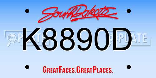 K8890D South Dakota License Plate